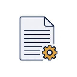 書類に歯車が重なったアイコン