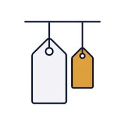 大小2つの値札が下がっているアイコン