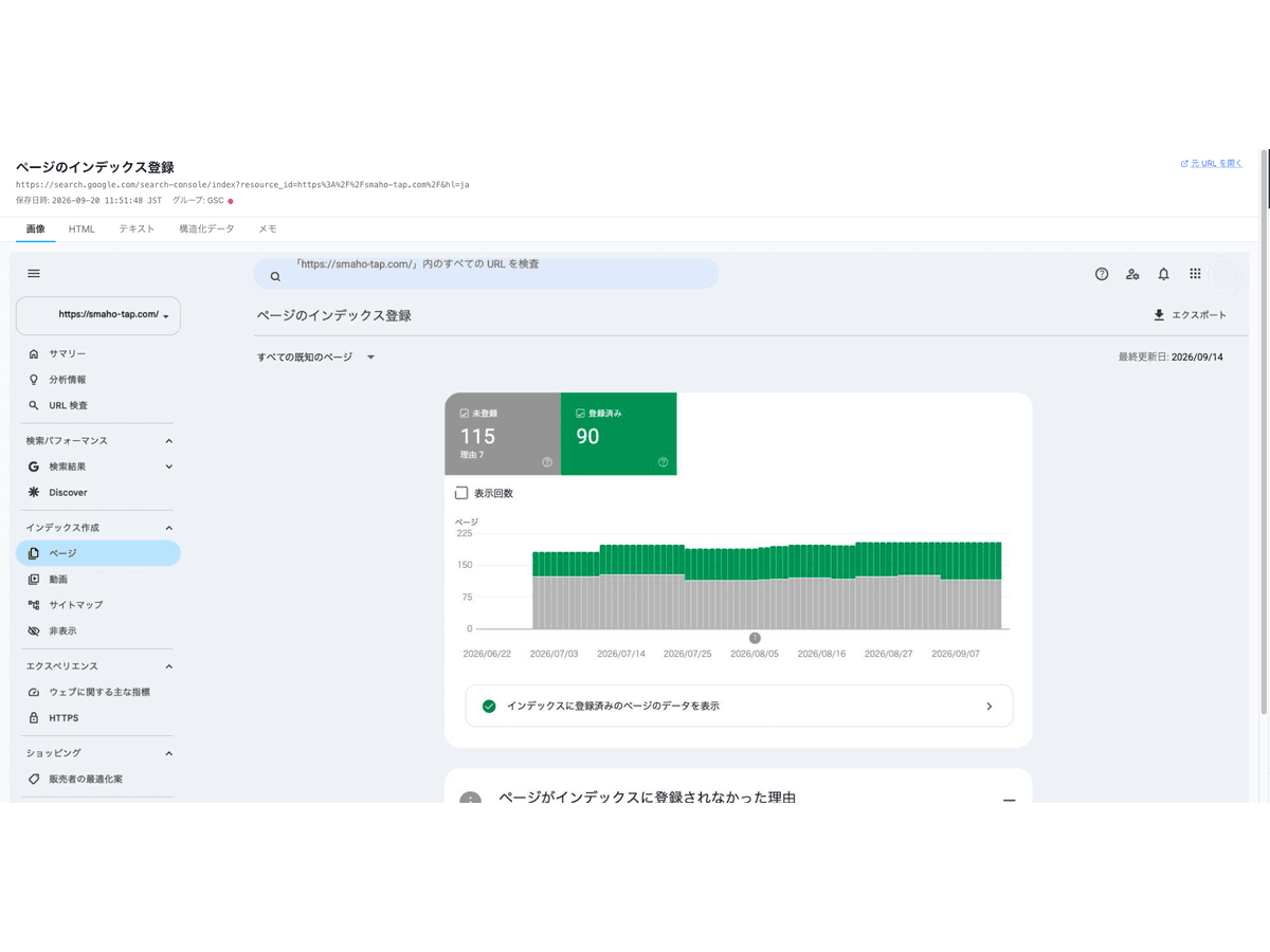 ログイン後のページを保存したアーカイブの例
